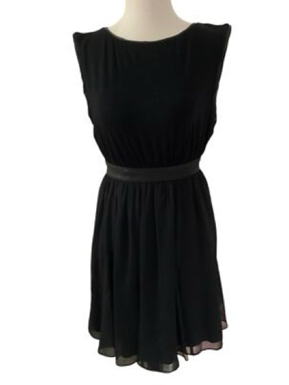 Alice + Olivia Classic Sleeveless Women's Dress with Leather Detail Black